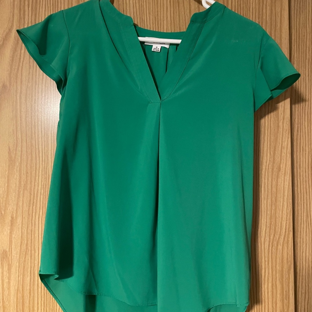 Calvin Klein Emerald Green Flutter Sleeve Blouse